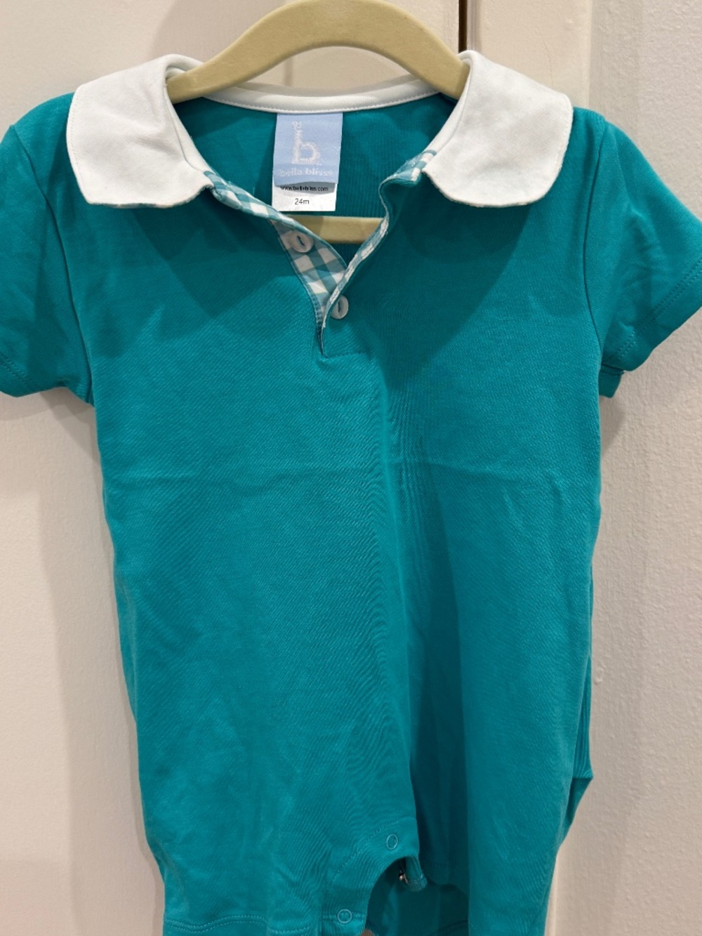 Bella Bliss Boys Teal Short Sleeved Romper 24 mo